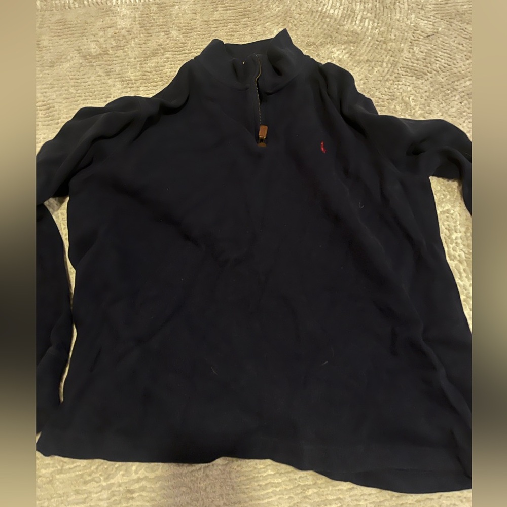 Boys large Polo Ralph Lauren half zip - navy blue